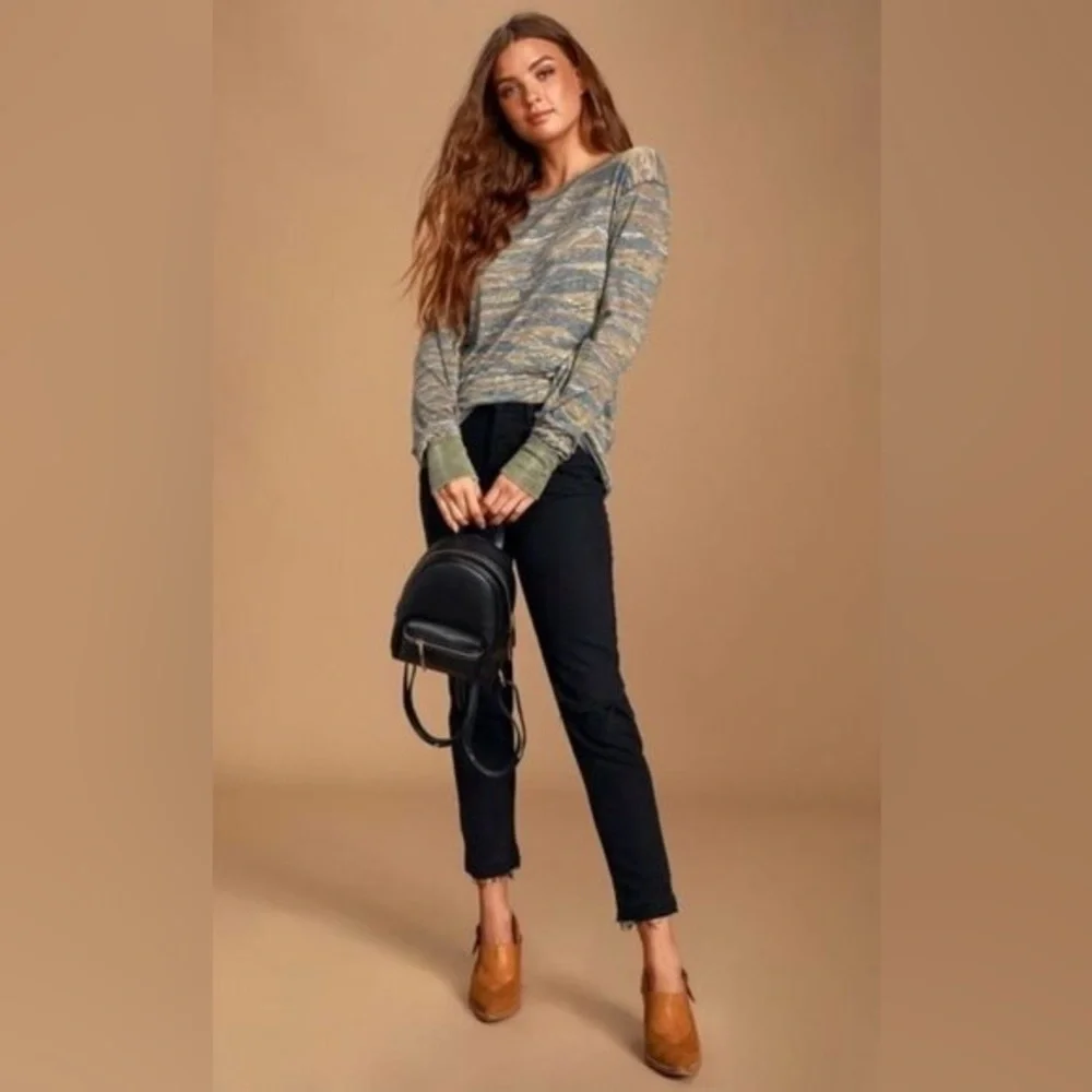 Free People/We The Free Arielle Long Sleeve Top-Camo Tiger Combo